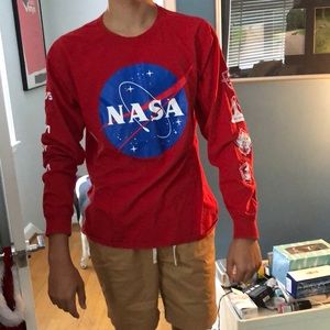 Nasa Long Sleeve Red Shirt